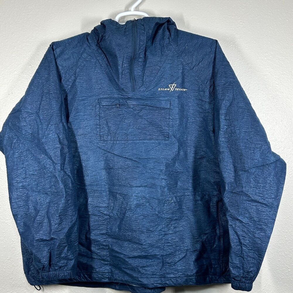 Storm Seeker Rain Jacket Mens XL/XXL Hooded Anorak Half Zip Navy Pullover Zip